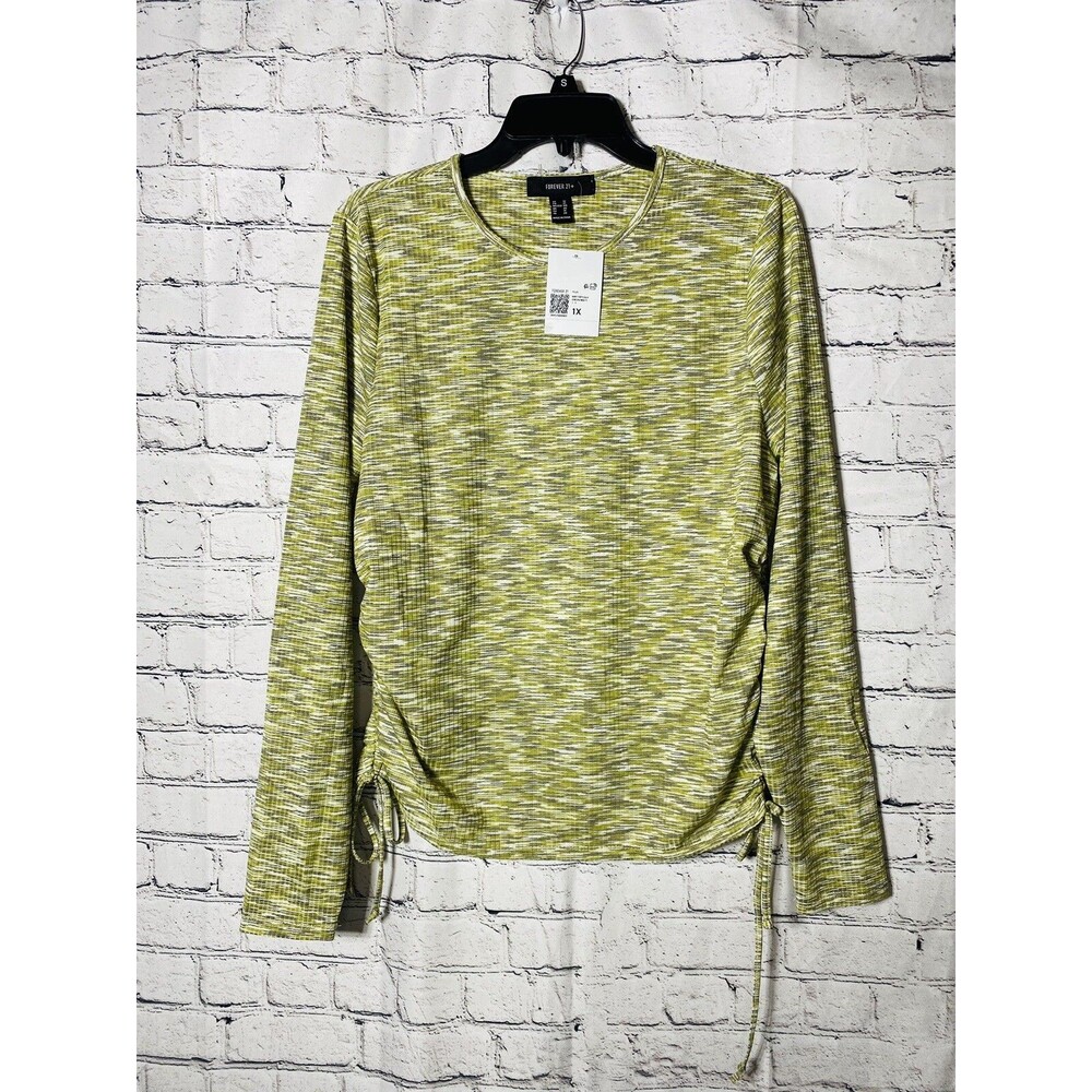 New FOREVER 21 Women's Tops Long Sleeves Crew Neck Yellow Size 1X